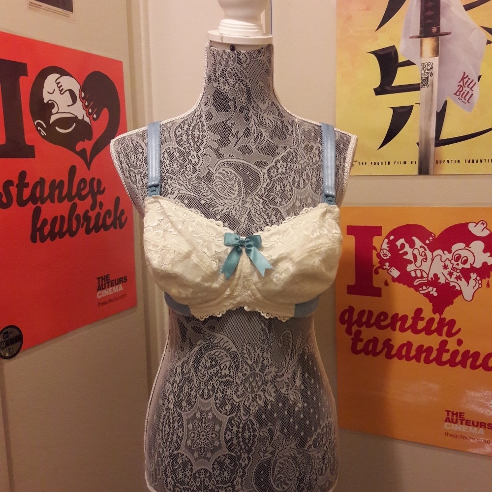 Cake Lingerie nursing bra pinup baby blue cream 38